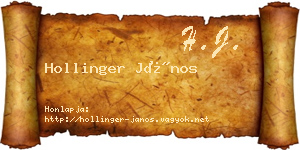 Hollinger János névjegykártya